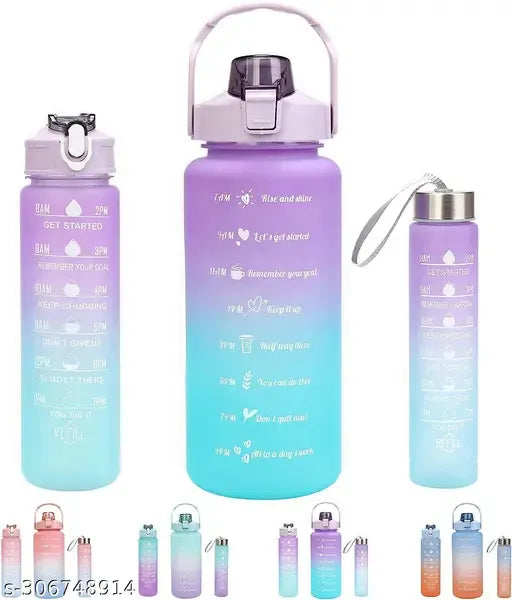 3pcs | 2pcs 1pcs P Motivational Water Bottle With Straw, Bottle & Straw Cleaner, Gradient Color