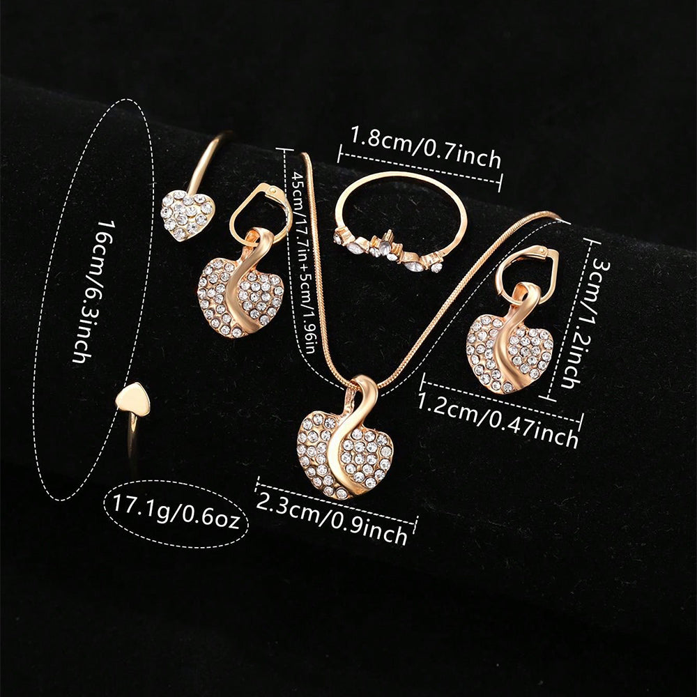 Gold and silver Luxury Women Ring Necklace Earring set
