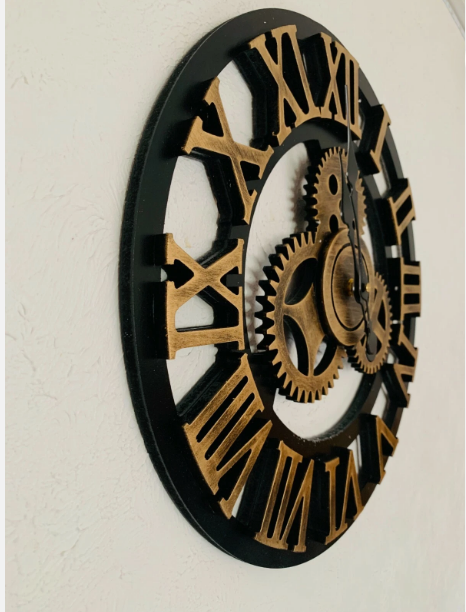 3D vintage roman numeral wall clock