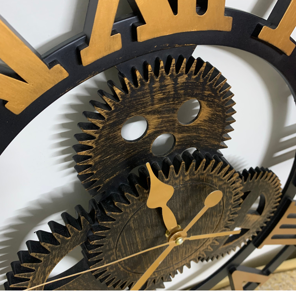 3D vintage roman numeral wall clock