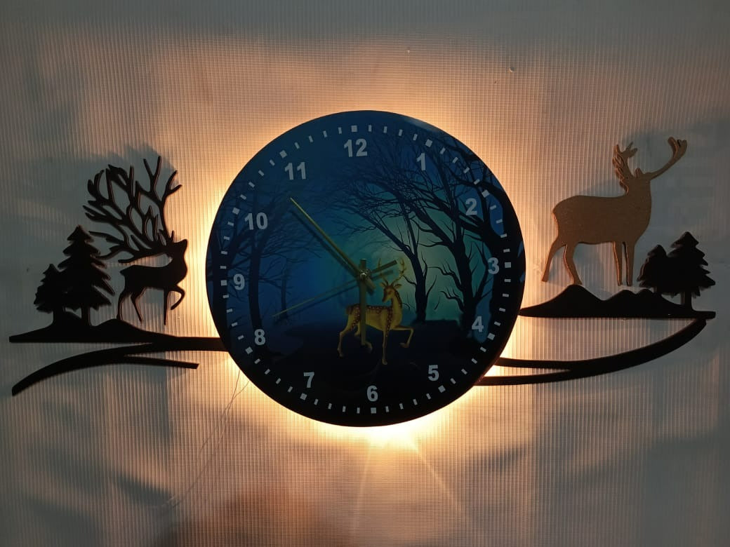 3d Wood Wall Clock With Light