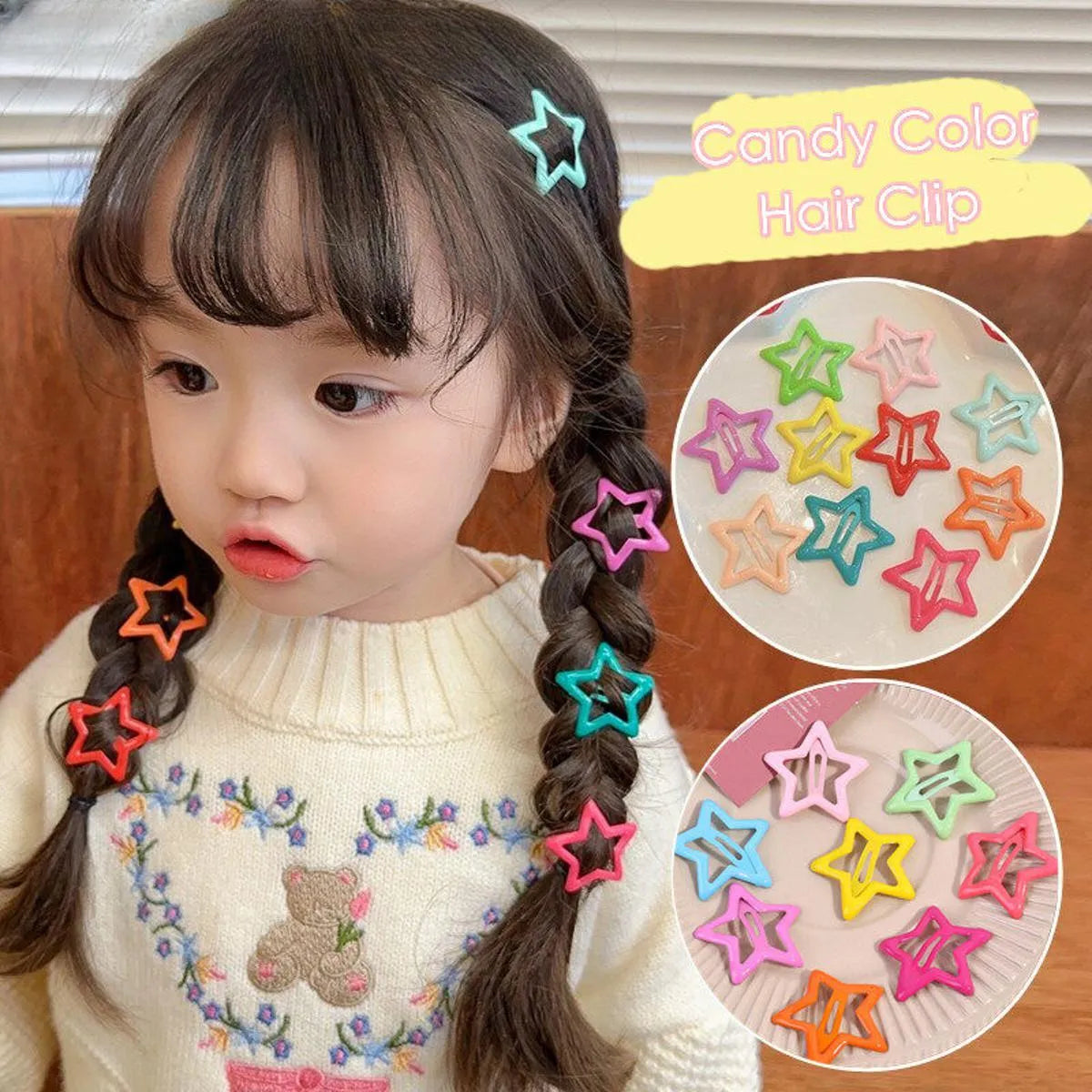 6Pcs Colorful Star BB Hair Clips for Girls