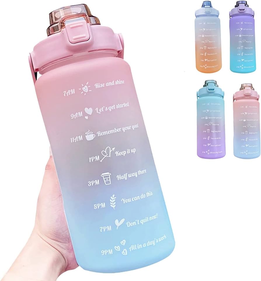 3pcs | 2pcs 1pcs P Motivational Water Bottle With Straw, Bottle & Straw Cleaner, Gradient Color