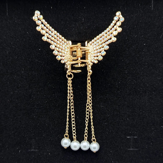 Elegant Butterfly Clip With Crystal Pearl