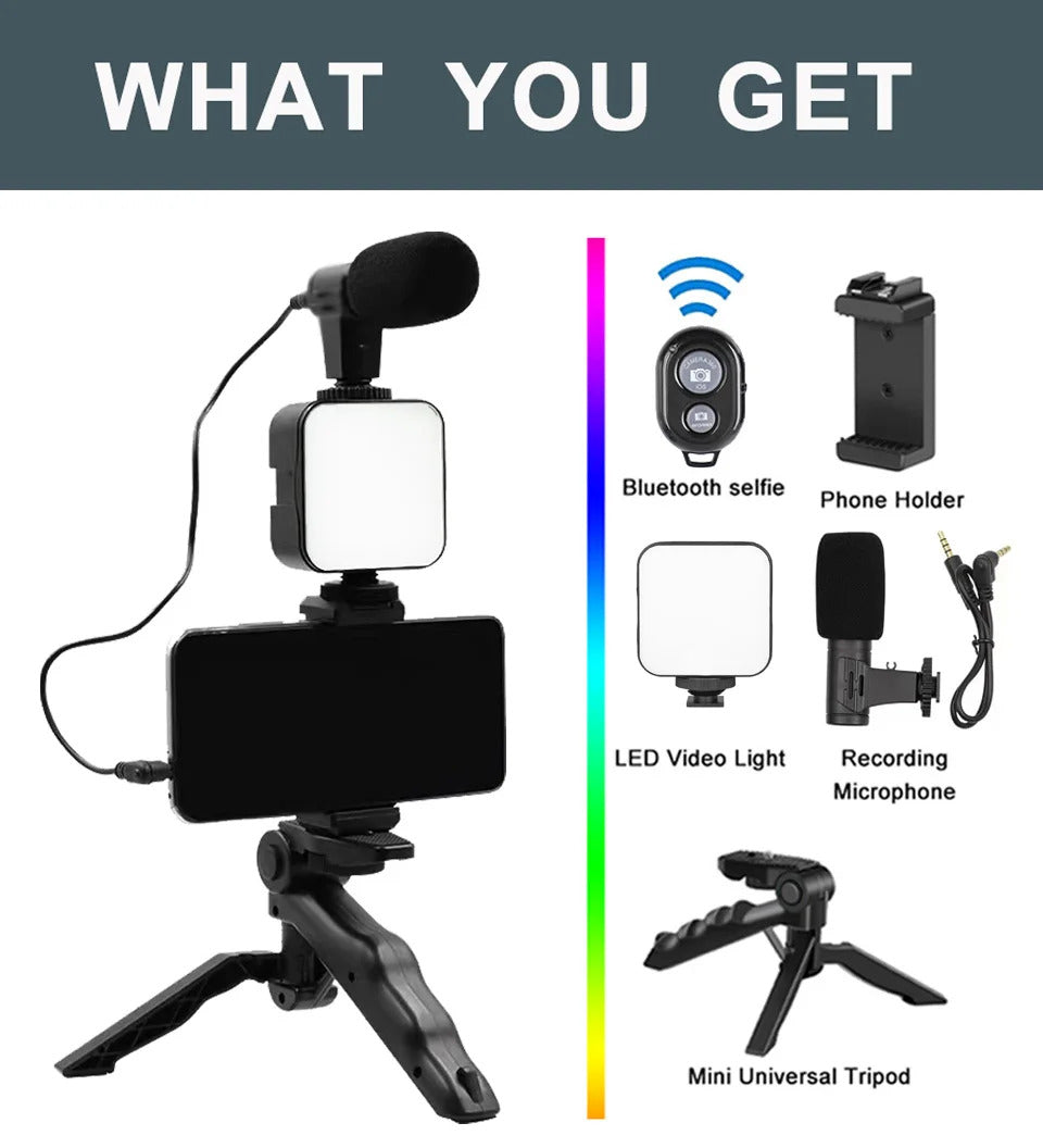 Complete Mobile Video Making Setup with Tripod