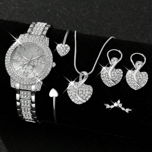 Gold and silver Luxury Women Ring Necklace Earring set