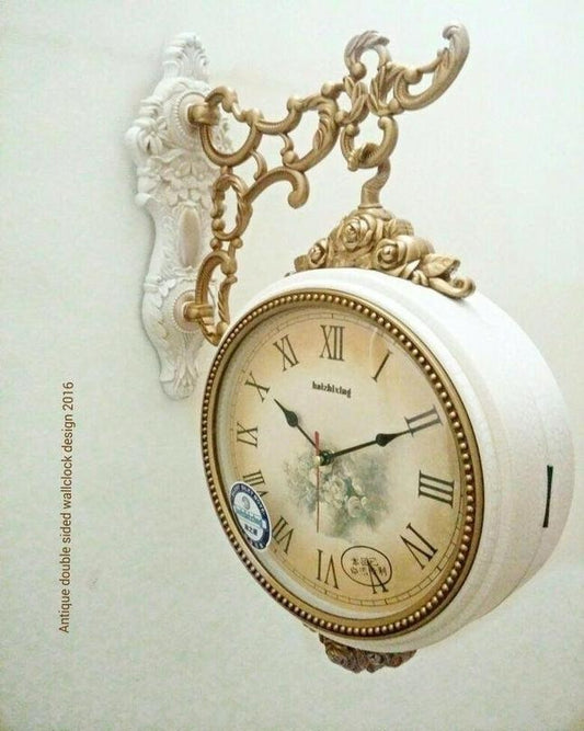 Double Sided Wall Clock - Gold